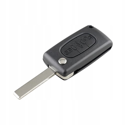Citroen 3 button flip open key with battery clamp, HU-HCA.P blade