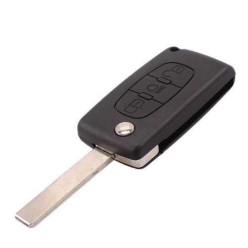 3 button flip key with battery place and HU-HCA.P blade, fits Peugeot