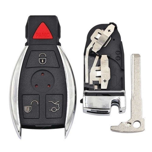Smart 3+1 button key shell with battery holder, fits Mercedes Benz