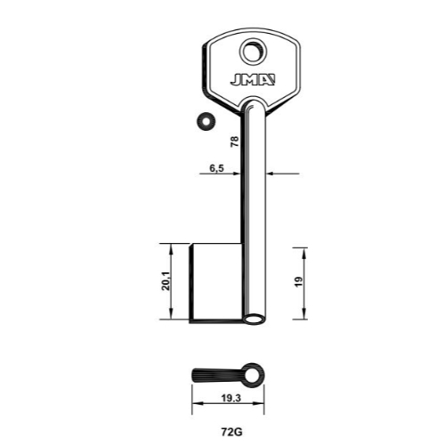 Key Blank 72G