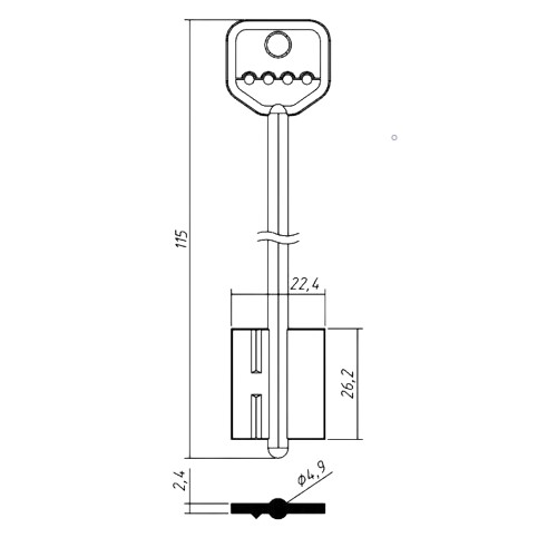 Key Blank SENAT-2     L=115х26,2х22,4хØ4,9мм - Image 2