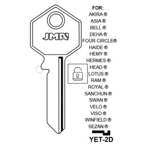Key blank YET-2D