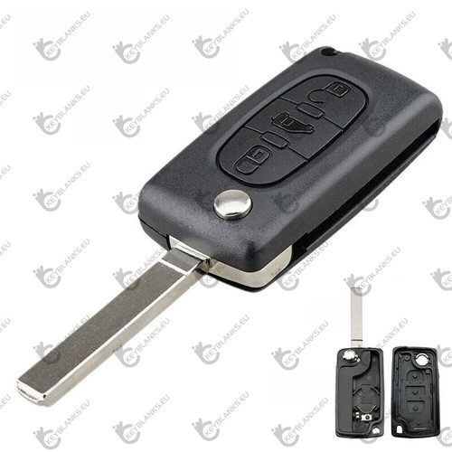 Citroen 3 button flip open key shell with CIT-1.P